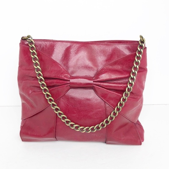 Hobo international leather red bow, detail shoulder purse - Picture 1 of 14